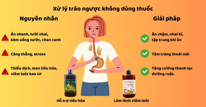 nguyên nhân và giải pháp chữa trào ngược dạ dày không dùng thuốc