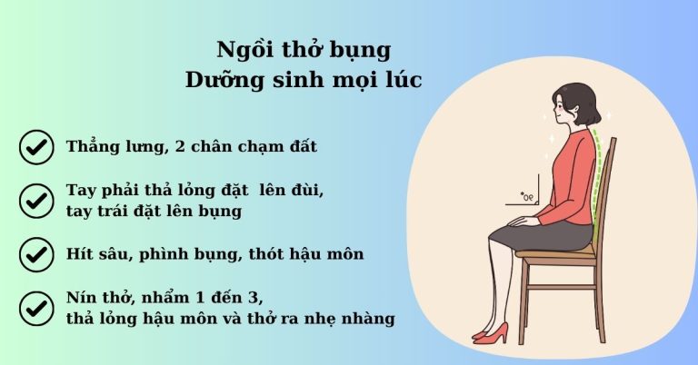 Ngồi thở bụng khi họp