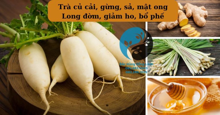 Trà củ cải, Gừng, Sả, Mật ong – Long đờm, giảm ho, ấm phổi